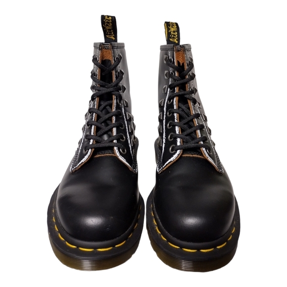 Dr. Martens 1460 Stud Leather Black Rolled Vintage Smooth Boots - Picture 2 of 11